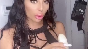 Christina may eating a bannana 