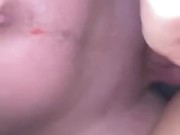 Tattooed blonde fucked from behind and cream pied