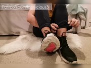 Girl takes her socks off after 12 hours walk  2/16