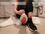 Girl takes her socks off after 12 hours walk  4/16