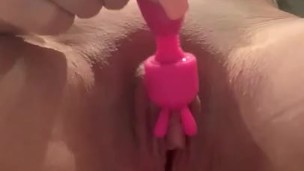 Very hot milf plays with big clit and dildo, has huge orgasm 