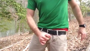 Stroking and cumming in the woods