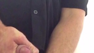 Straight Married guy spreads his Virgin Ass @ work to finger himself, Jerk off/cum in hand to taste