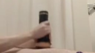 Twink uses fleshlight in bathroom