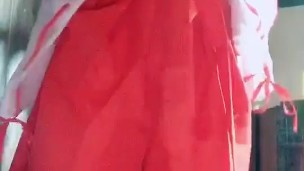 巫女服　男の娘オナニー