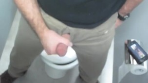 Jerking-off in the office toilet stall