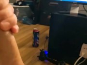 Touching hard cock