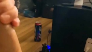 Touching hard cock