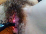 Hairbrush as Dildo! Foreign Object Insertion Female Ejaculation Squirt Gush WAP Hairy Pussy Cums 6/16