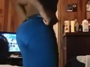 Shirtless Black Man with Boxer Briefs Rubbing on Large Cock