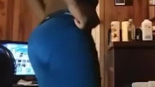 Shirtless Black Man with Boxer Briefs Rubbing on Large Cock