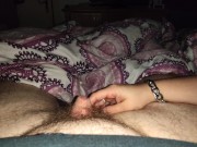 Handjob with long nails *scratching small dick and let him explode*