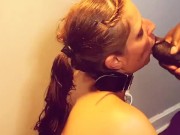 hot and creamy blowjob snowbunny slave gets walked too her dessert 16/16