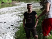 A slut Girl in Beautiful Nature has her Mouth Full of Sperm and is Happy / free 1/16