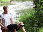 A slut Girl in Beautiful Nature has her Mouth Full of Sperm and is Happy / free 4/16