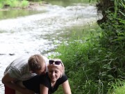 A slut Girl in Beautiful Nature has her Mouth Full of Sperm and is Happy / free 5/16