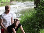 A slut Girl in Beautiful Nature has her Mouth Full of Sperm and is Happy / free 6/16