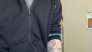 Jerking off at work AT THE COUNTER!! with risky cumshot