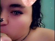 Dirty girl playing with herself then cleaning up the mess