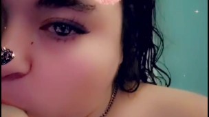 Dirty girl playing with herself then cleaning up the mess
