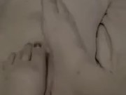 Mistress squeezes, slaps, punches, kicks balls and gives foot job to her bitch slave 11/16