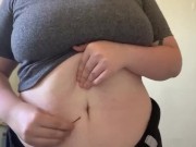 Showing off my outfit with some teasing and belly play