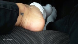 Hot Little Feet Tease On A Car Dashboard Trailer