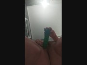 Slushing dildo in my hairy fat pussy