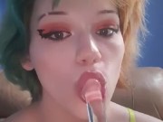 19 year old e-girl sucking a dildo with deepthroat
