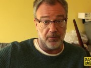 Riding ebony submissive gets throated 2/16