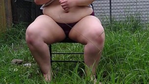 Big white girl getting naked outside while you watch