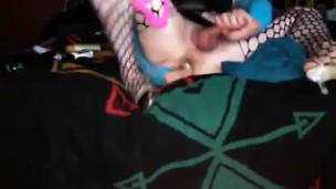 Cd jerking off in lingerie