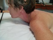 Getting facefucked hard while using a magic wand vibrator on his balls till he cums on my face 3/16