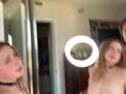 Teen fucks her teacher in front of the mirror