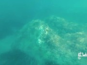 Naked adventures! Underwater sex games on a public beach ends in ruined orgasm. 10/16