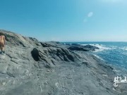 Naked adventures! Underwater sex games on a public beach ends in ruined orgasm. 11/16