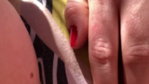 Chubby Girl Big Clit Pissing Her Panties in the Garden