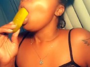 Sloppy mouth pretend the pickle is your dick 
