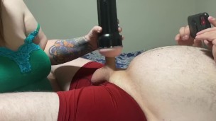 Amateur BBW milf jerking off my friends boyfriend till he cums