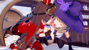 Genshin Impact - Amber X Lisa Threesome 3D Hentai