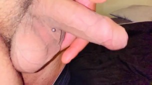 Fat juicy cock and balls bouncing in slow mo with pre cum