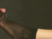 AVL # 3, Black Nylon Socks, Footjob and cum on Feet 7/16