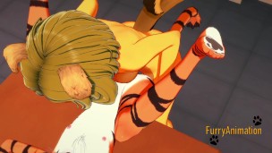 Furry Futanari Hentai 3D - Dog Futanari and Tiger Girl Hard Sex