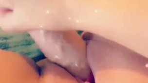 Pleasing my pussy with my vibrating dildo