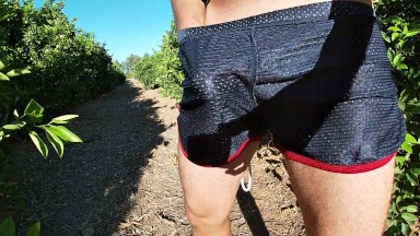 Cumming in my sport shorts in public