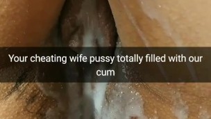 Your wife lies with ruined pussy full of cum after breeding gangbang [Cuckold. Snapchat]