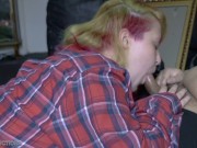 Busty BBW brit teen willow kelly gives her photographer a sloppy blowjob after being choked 4/16