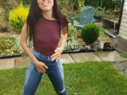 Wetting My Jeans Into sockless Shoes then soaking in the sprinkler 10/16