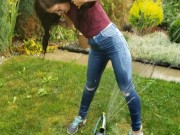 Wetting My Jeans Into sockless Shoes then soaking in the sprinkler 11/16