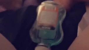 Naughty girl playing with mouthwash